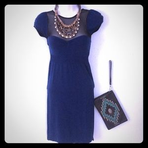 Navy dress with mesh detail